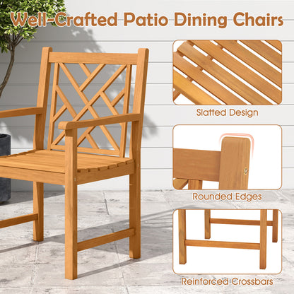 5-Piece Acacia Wood Patio Dining Set for 4 with Armchairs