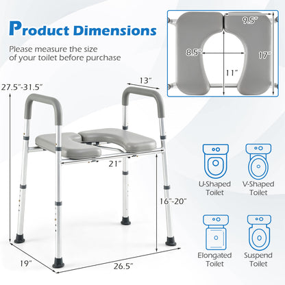 Raised Toilet Seat with Handles - 400 LBS Capacity