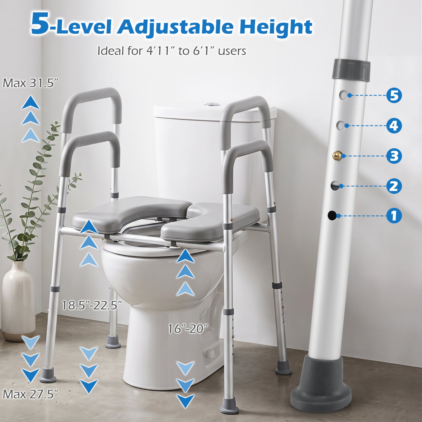 Raised Toilet Seat with Handles - 400 LBS Capacity