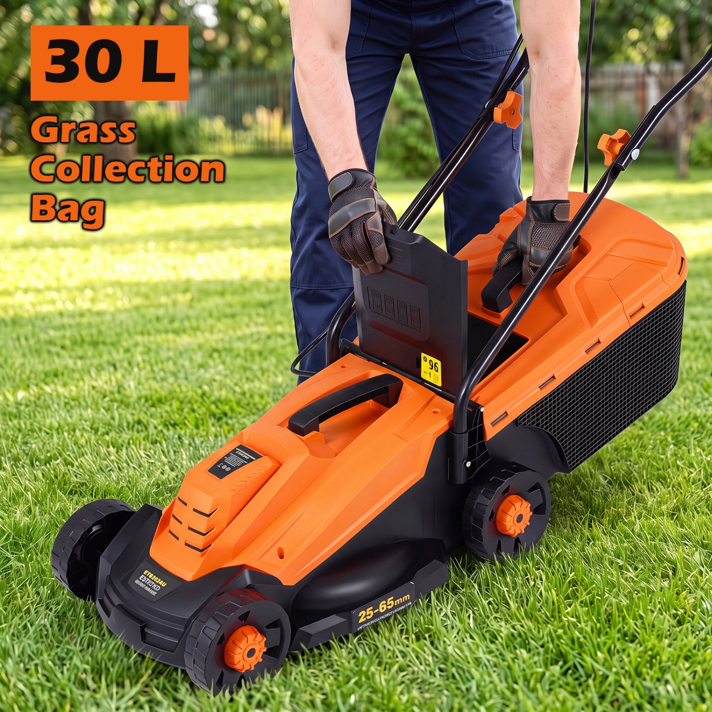 13-Inch Corded Electric Lawn Mower with 3-Position Height Adjustment