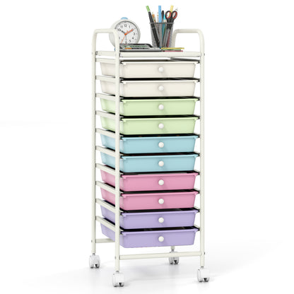 10 Drawer Rolling Storage Cart with Locking Wheels