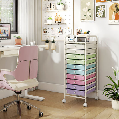 10 Drawer Rolling Storage Cart with Locking Wheels