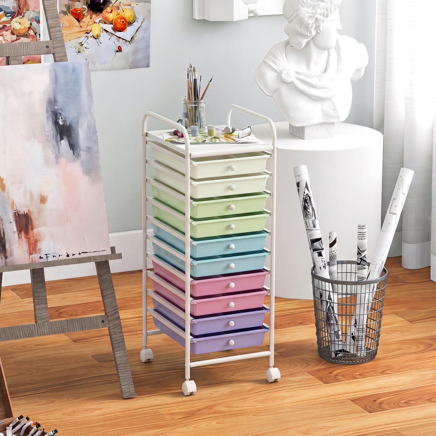 10 Drawer Rolling Storage Cart with Locking Wheels