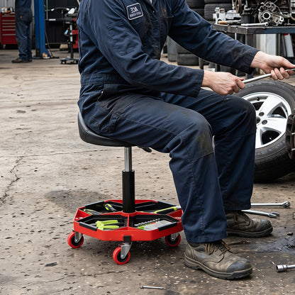 Adjustable Rolling Mechanic Seat with Storage Tray