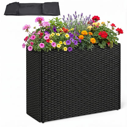 Raised Garden Bed with PE Rattan Wicker and Liner 32"