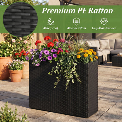 Raised Garden Bed with PE Rattan Wicker and Liner 32"
