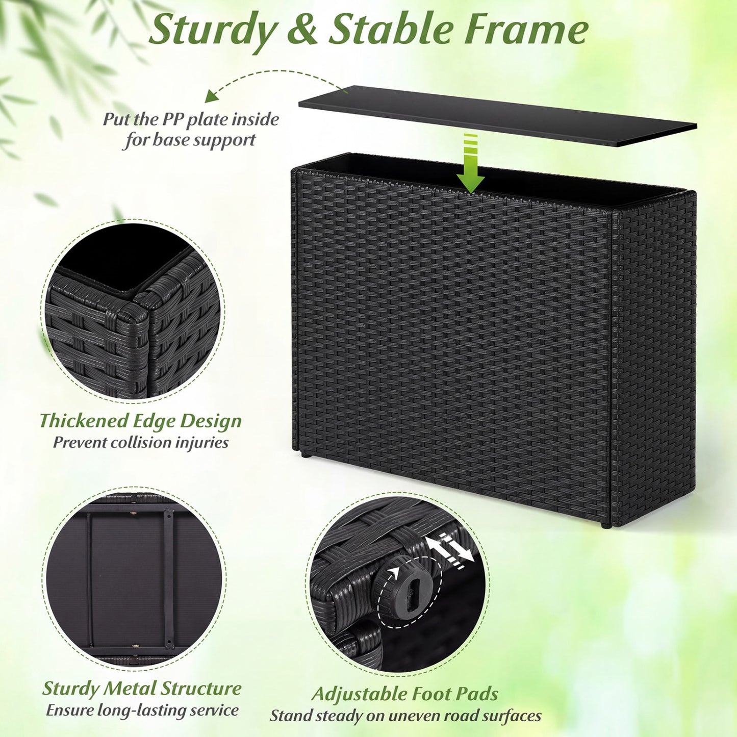 Raised Garden Bed with PE Rattan Wicker and Liner 32"