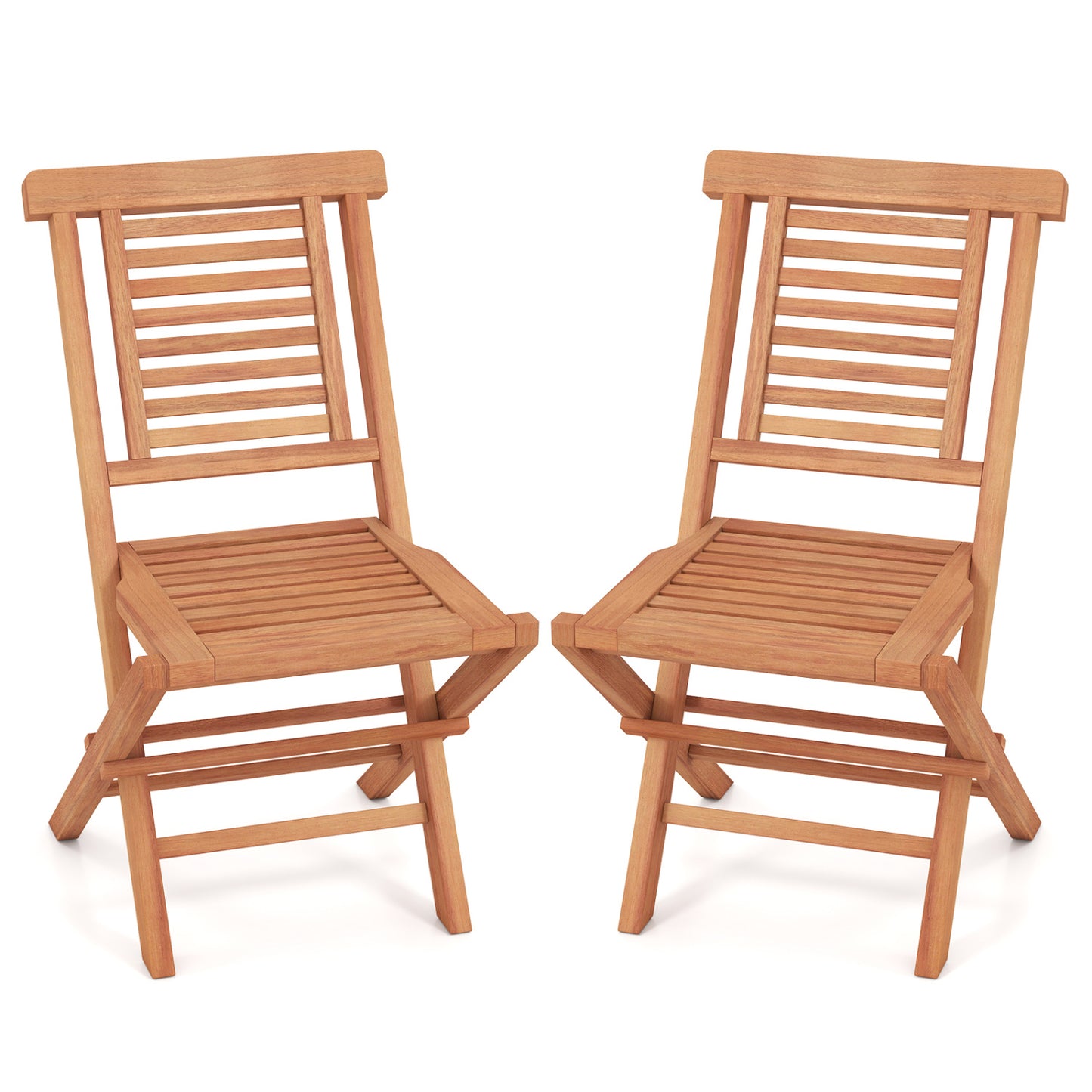 Teak Wood Folding Patio Dining Chairs Set of 2