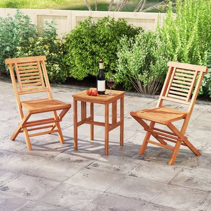 Teak Wood Folding Patio Dining Chairs Set of 2