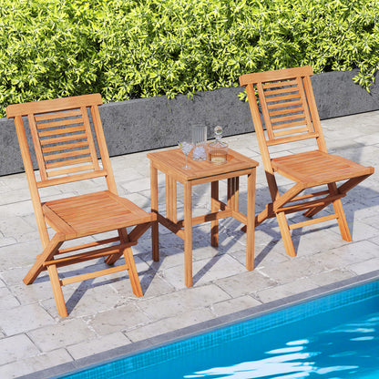 Teak Wood Folding Patio Dining Chairs Set of 2