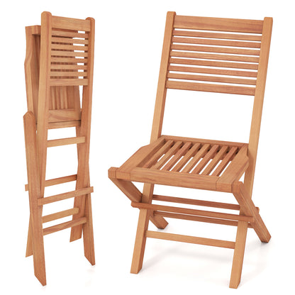 Teak Wood Folding Patio Dining Chairs Set of 2