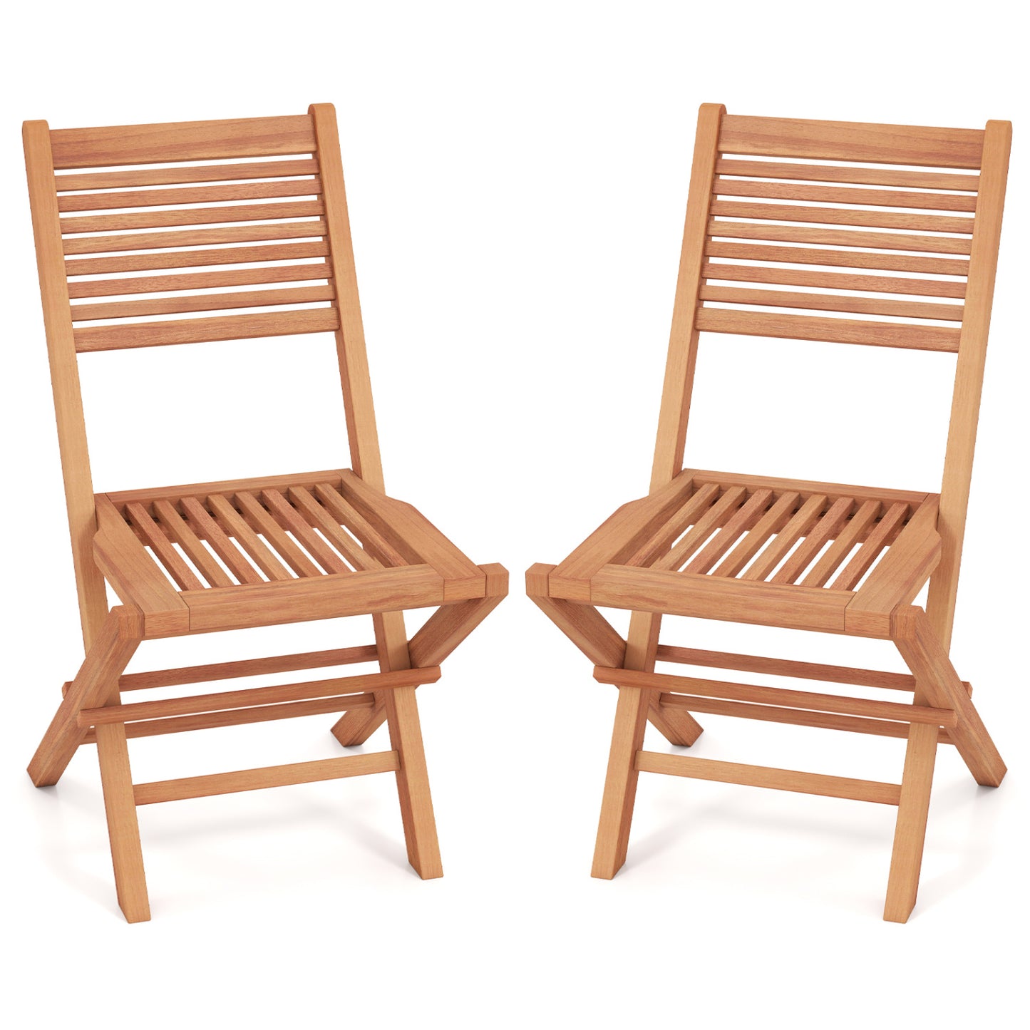 Teak Wood Folding Patio Dining Chairs Set of 2