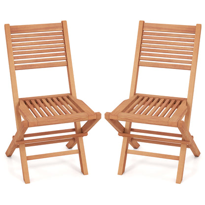 Teak Wood Folding Patio Dining Chairs Set of 2