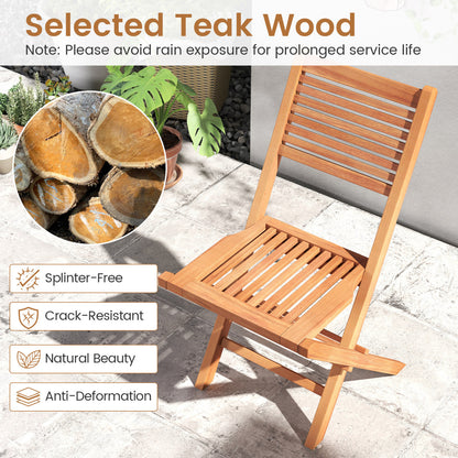 Teak Wood Folding Patio Dining Chairs Set of 2