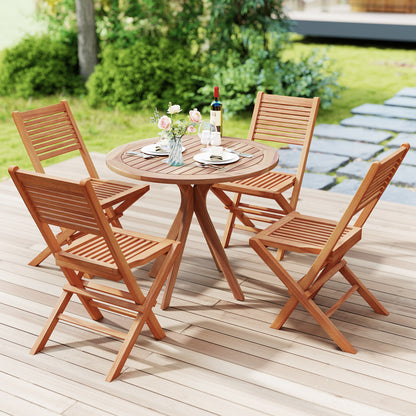 Teak Wood Folding Patio Dining Chairs Set of 2