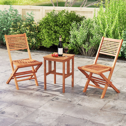 Teak Wood Folding Patio Dining Chairs Set of 2
