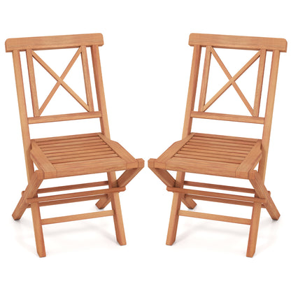 Teak Wood Folding Patio Dining Chairs Set of 2