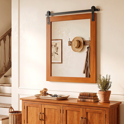 Rectangle Farmhouse Wall Mirror with Metal Bracket 29" x 23"