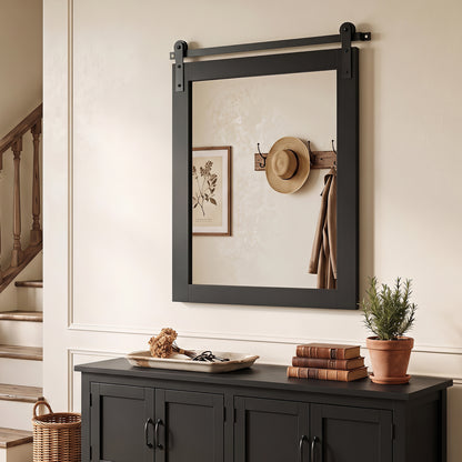 Rectangle Farmhouse Wall Mirror with Metal Bracket 29" x 23"