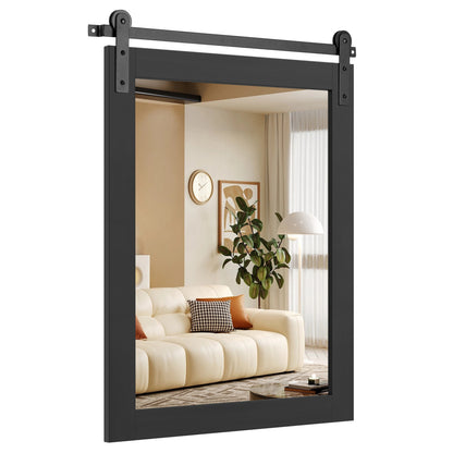 Rectangle Farmhouse Wall Mirror with Metal Bracket 29" x 23"