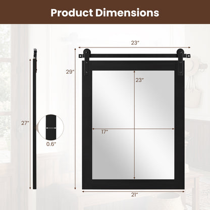 Rectangle Farmhouse Wall Mirror with Metal Bracket 29" x 23"