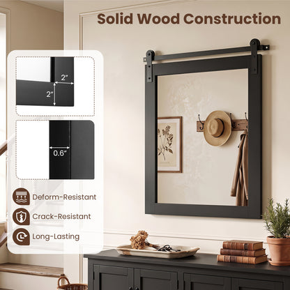 Rectangle Farmhouse Wall Mirror with Metal Bracket 29" x 23"