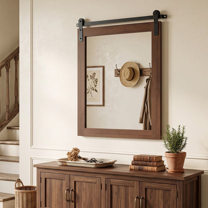Rectangle Farmhouse Wall Mirror with Metal Bracket 29" x 23"