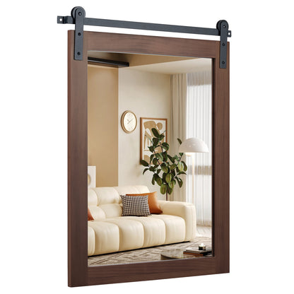 Rectangle Farmhouse Wall Mirror with Metal Bracket 29" x 23"