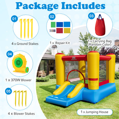 Inflatable Bounce House with Basketball Hoop and Slide