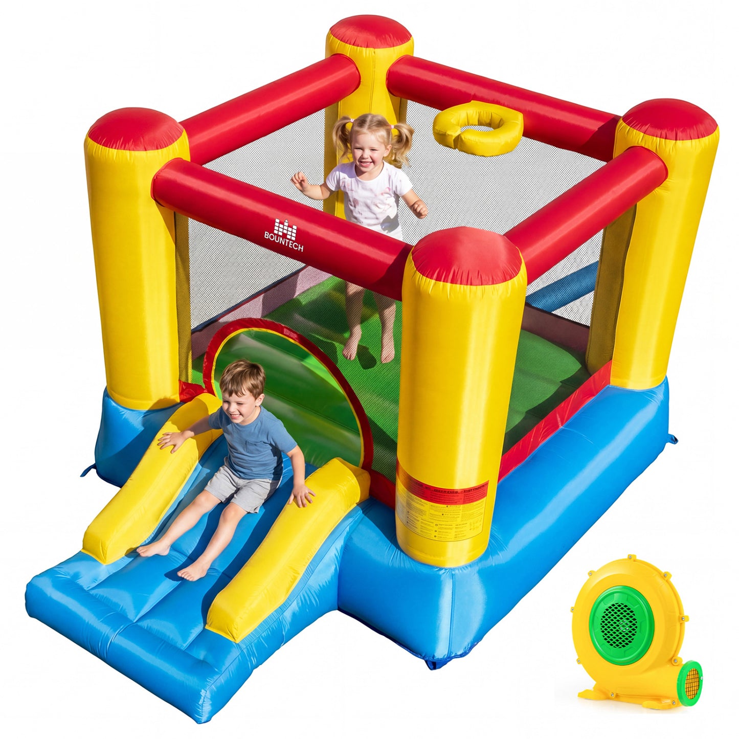 Inflatable Bounce House with Basketball Hoop and Slide