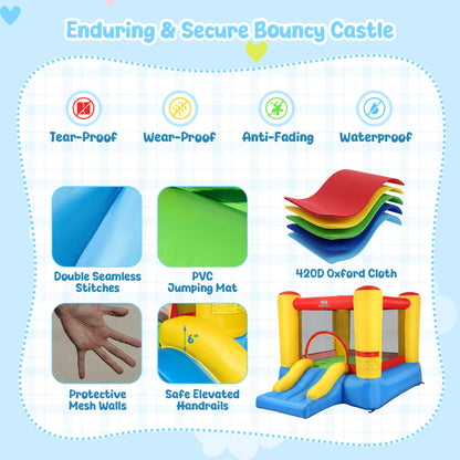 Inflatable Bounce House with Basketball Hoop and Slide
