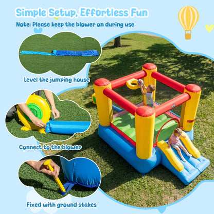 Inflatable Bounce House with Basketball Hoop and Slide