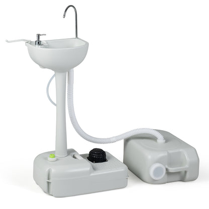 Portable Camping Sink with 4.5 Gal Tank and Rolling Wheels