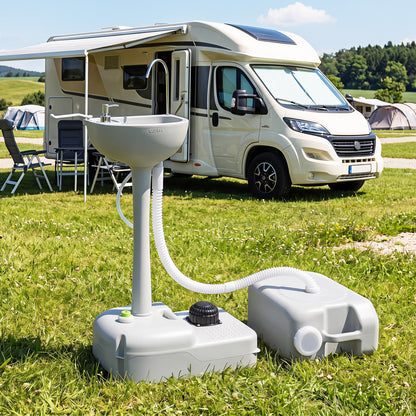 Portable Camping Sink with 4.5 Gal Tank and Rolling Wheels