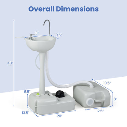 Portable Camping Sink with 4.5 Gal Tank and Rolling Wheels
