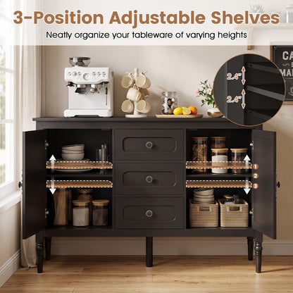 47" Buffet Cabinet with 3 Drawers and Adjustable Shelves