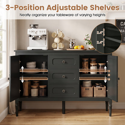 47" Buffet Cabinet with 3 Drawers and Adjustable Shelves