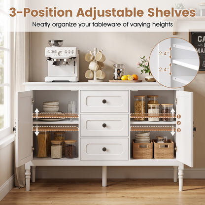 47" Buffet Cabinet with 3 Drawers and Adjustable Shelves