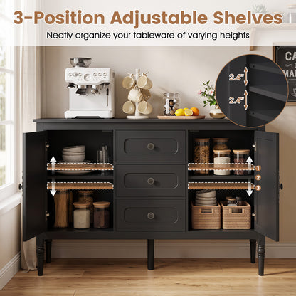 47" Buffet Cabinet with 3 Drawers and Adjustable Shelves