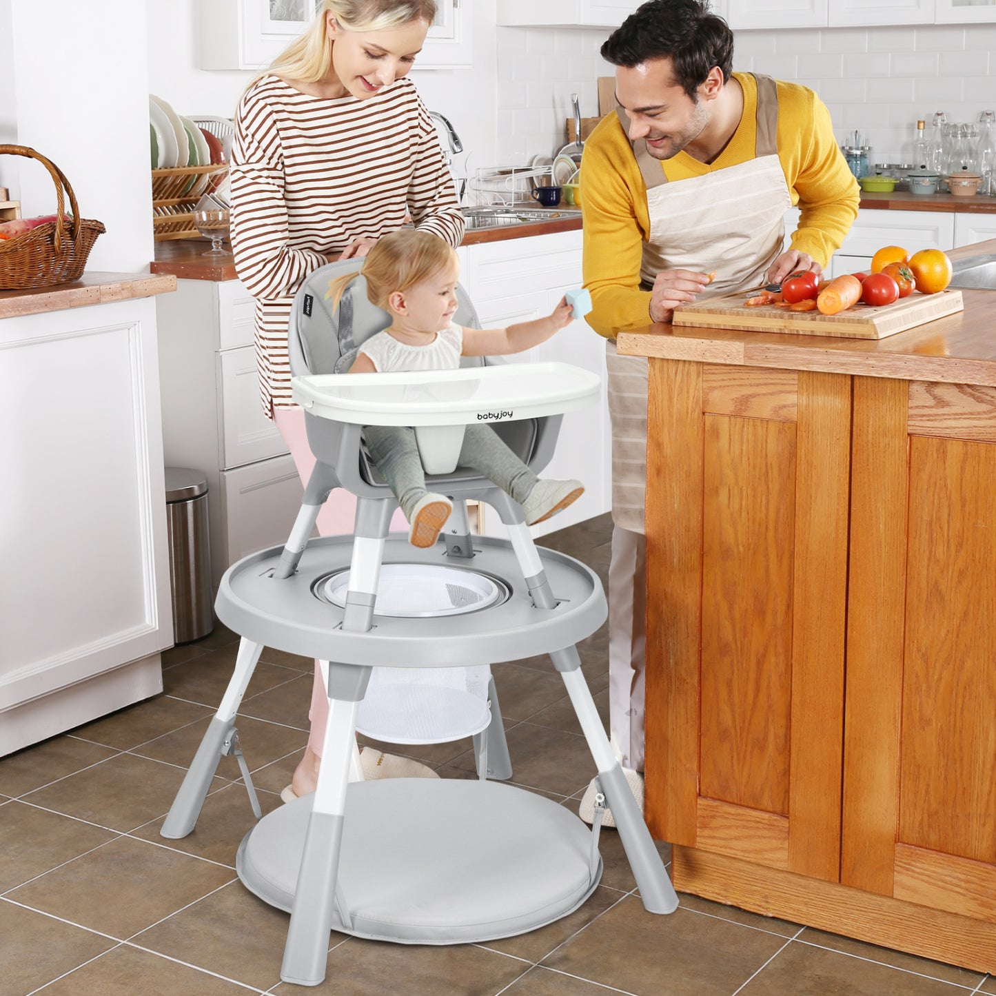 5-in-1 Convertible Baby High Chair with Adjustable Height