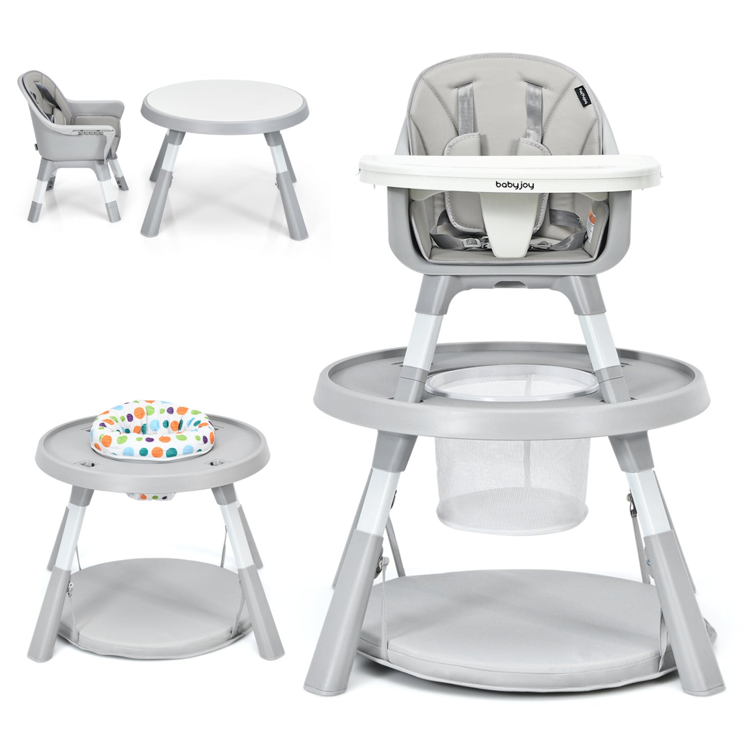 5-in-1 Convertible Baby High Chair with Adjustable Height