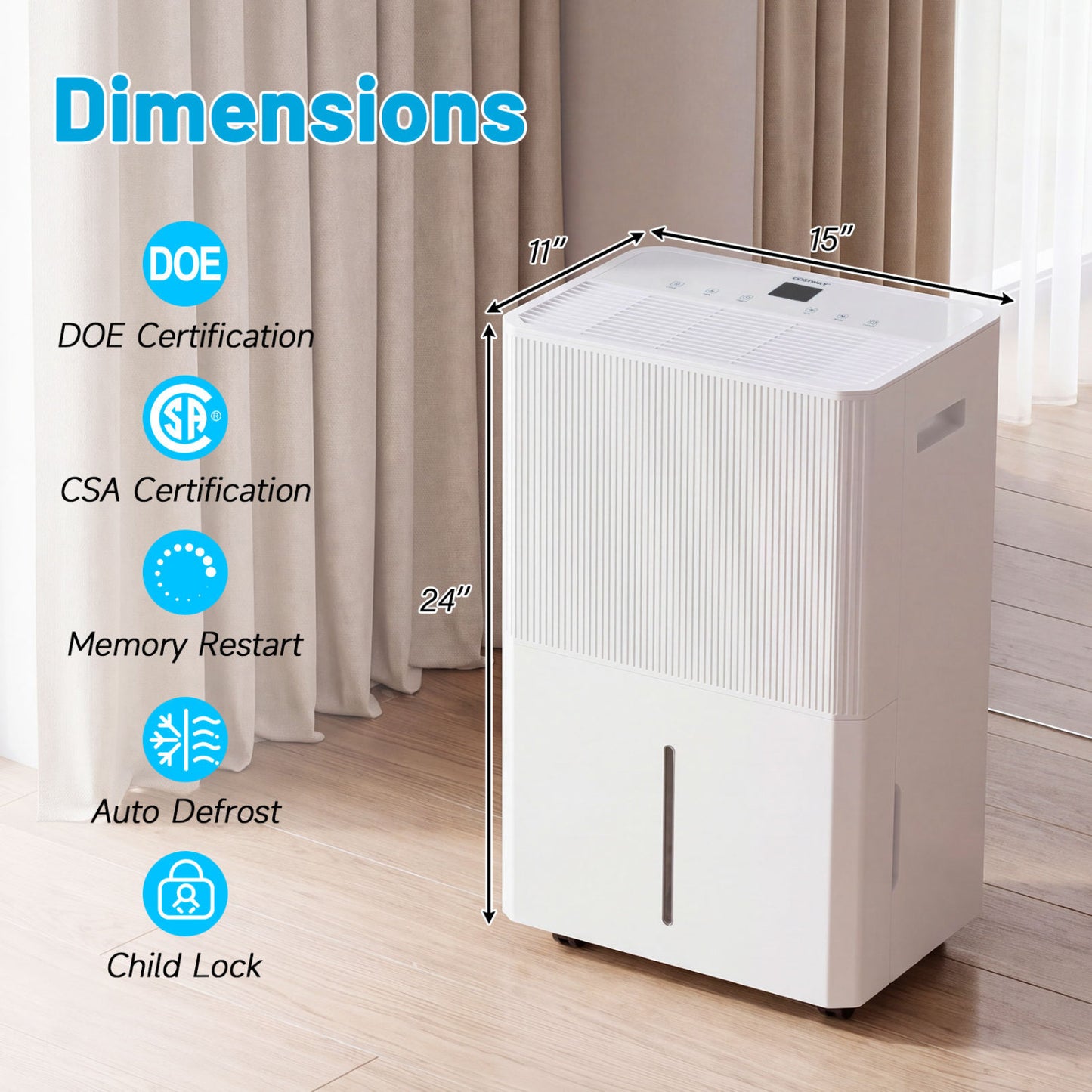 Dehumidifier 135 Pint with Drain Hose for 6500 Sq.Ft