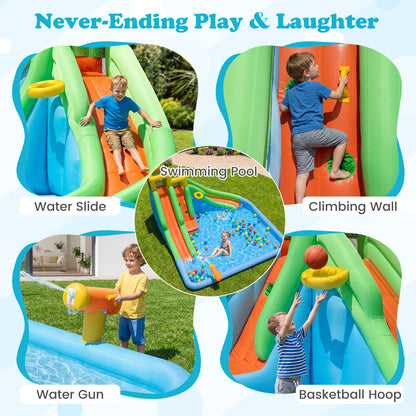 Inflatable Water Slide with Double Slides and 680W Blower