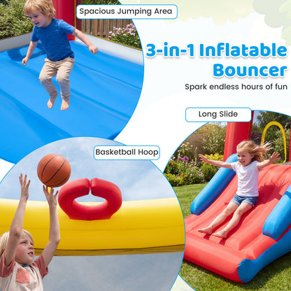 Inflatable Bounce House for Toddlers with Slide & Basketball