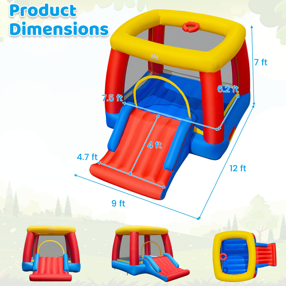 Inflatable Bounce House for Toddlers with Slide & Basketball