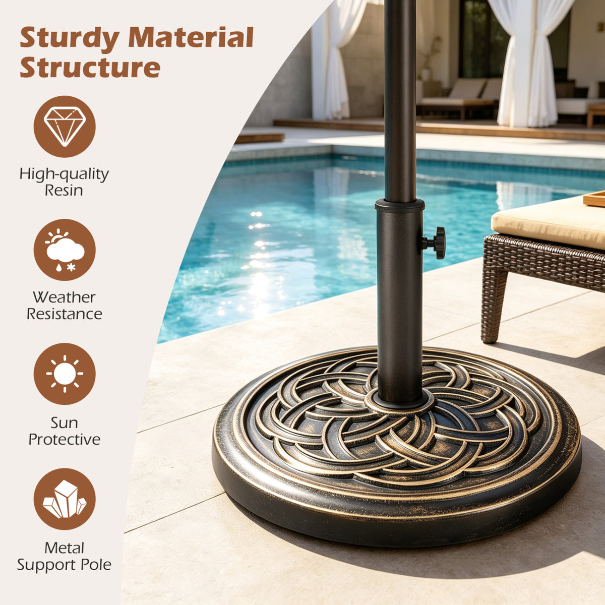 Round Umbrella Base 24 lbs with Adjustable Knob