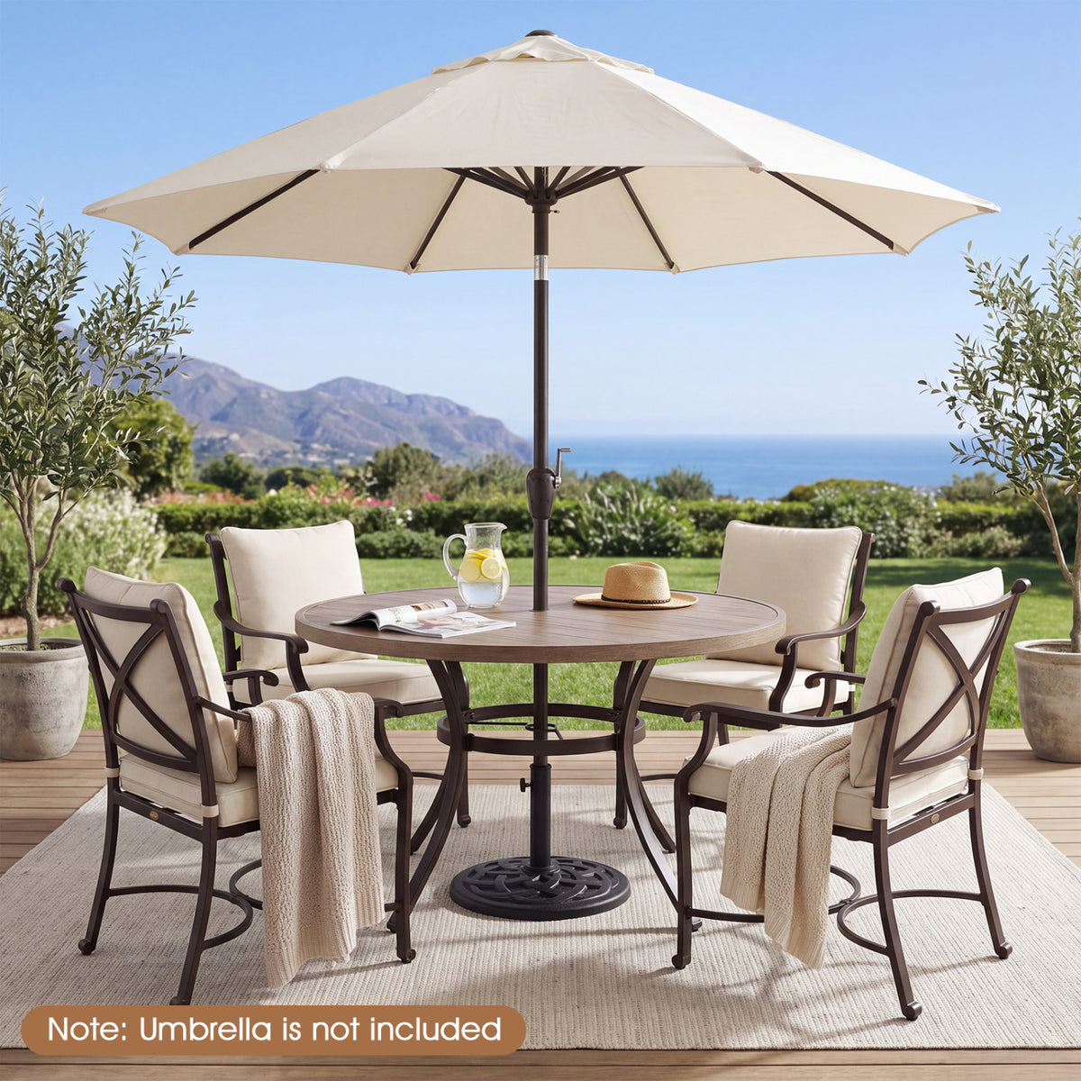 Patio Umbrella Base 20 lbs Round with Dual Pole Adapters