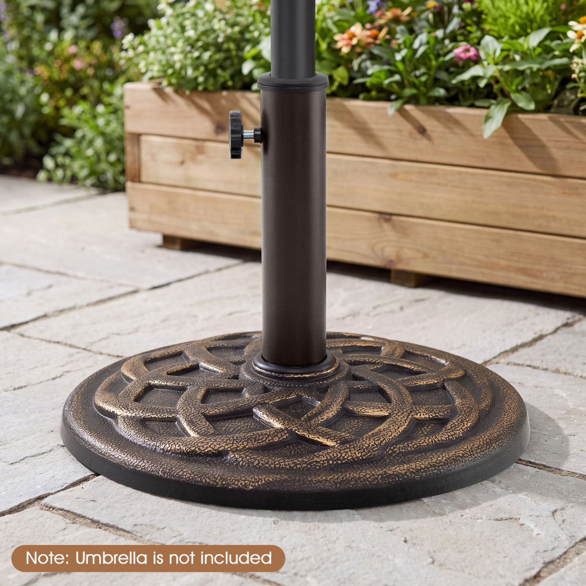 Patio Umbrella Base 20 lbs Round with Dual Pole Adapters