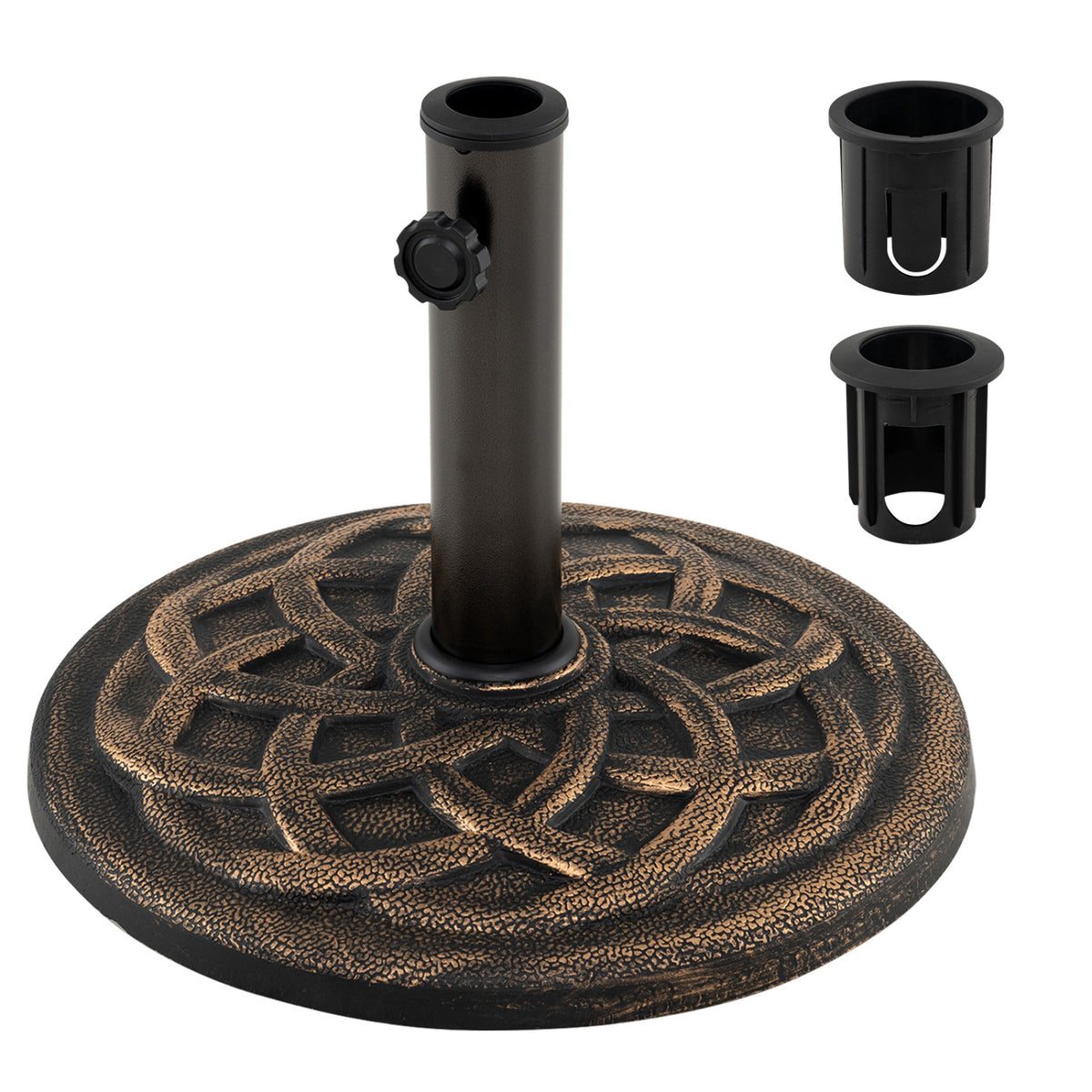 Patio Umbrella Base 20 lbs Round with Dual Pole Adapters