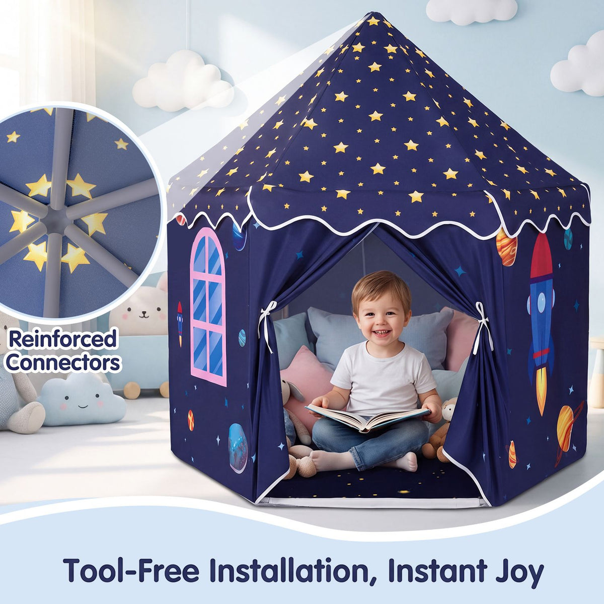 Indoor Outdoor Play Tent with Dancing Mat Light Up Gift for Toddlers Ages 3-12